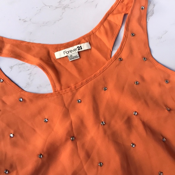 Forever21 Bejeweled Tank Top Orange L - Picture 5 of 6
